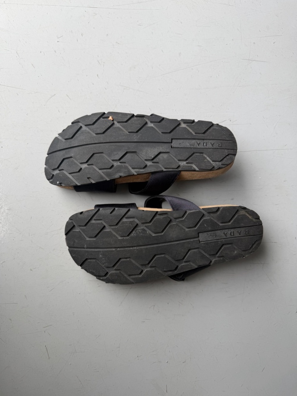 Prada Black Leather Slide Sandals with Gold Buckles - Picture 3 of 3